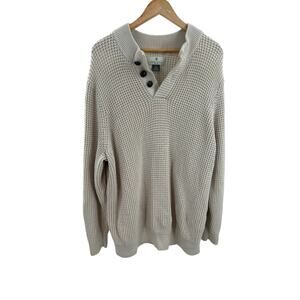 Oak Hill Sweater‎ 3XL Heavy Knit Oatmeal Button Pullover Men’s 3/4 Sleeve Warm